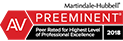 Martindale-Hubbell | AV Preeminent | Peer Rated For Highest Level Of Professional Excellence | 2018