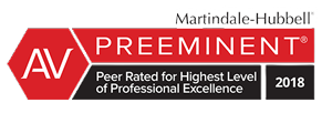 Martindale-Hubbell | AV Preeminent | Peer Rated For Highest Level Of Professional Excellence | 2018
